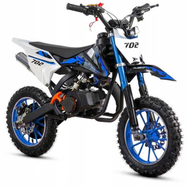 Mini Cross XTR 702, 50cc, 2 timpi, pornire sfoara, 10 inch, albastru