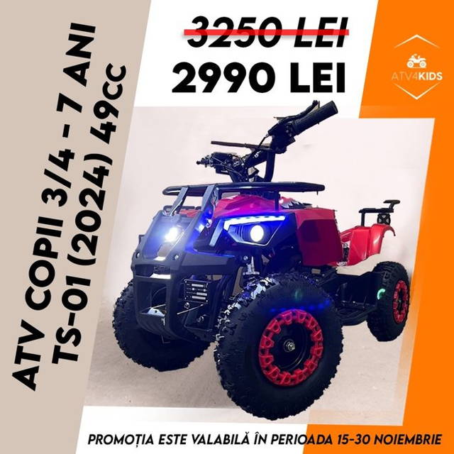 Atv 49 cc cu pornire  LA BUTON! Model 2024,acum si in RATE!