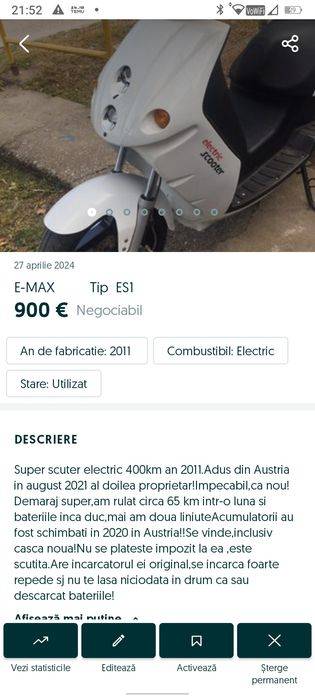 Motoscuter electric E-MAX tip ES1