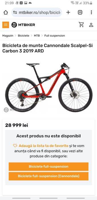 MTB/bicicleta full suspension CANNONDALE SCALPEL-SI 3 carbon