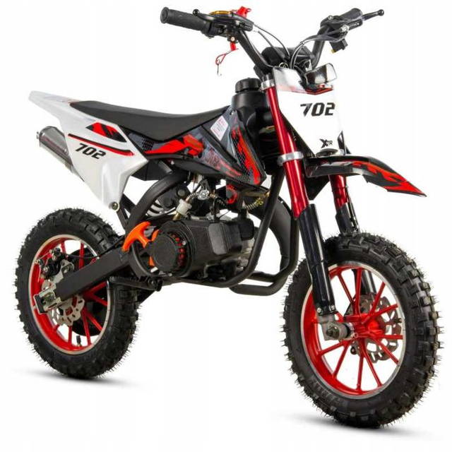Mini Cross XTR 702, 50cc, 2 timpi, pornire sfoara, roti 10 inch, rosu