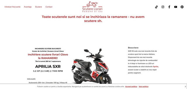scuterelivrari.ro - site inchiriere scutere - Afacere la cheie