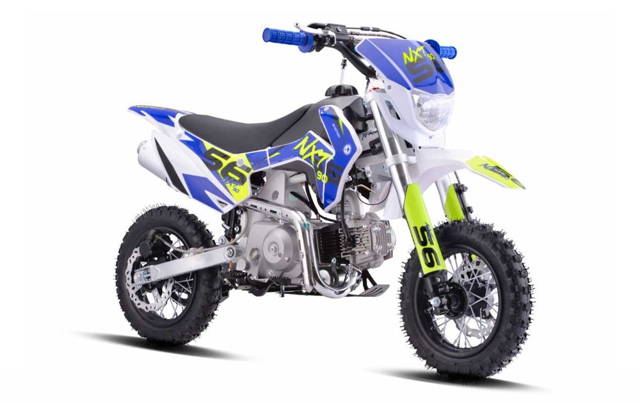 Motocicleta Enduro Barton NXT, 90cc, 4T, roti 10", albastru/verde
