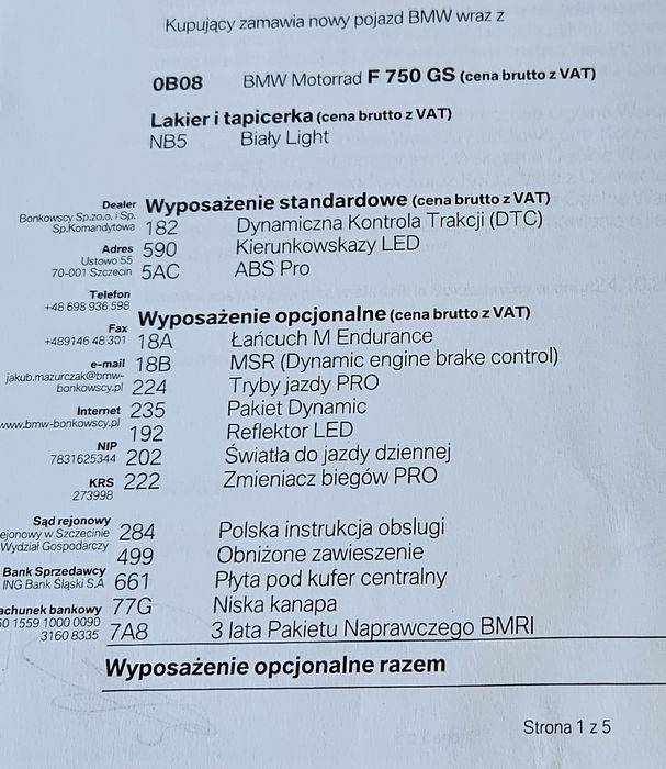 Motocykl BMW F750GS wersja obniżona