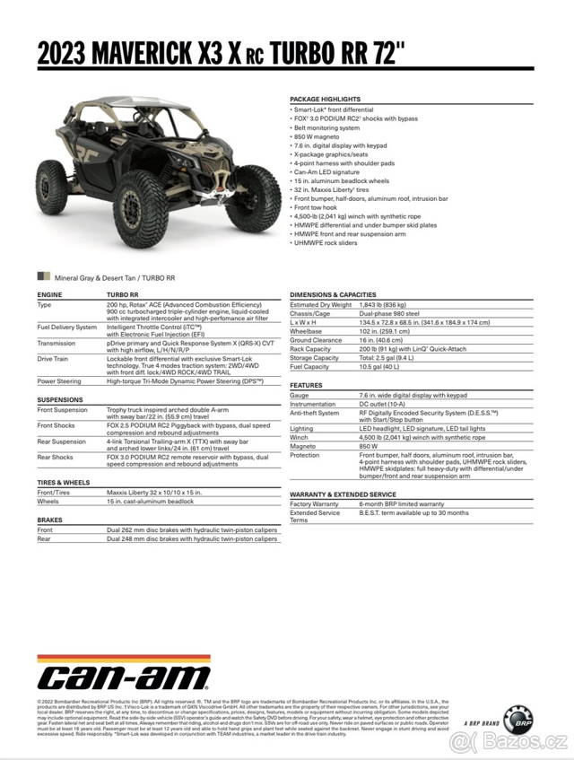 Prodám Can-Am MAVERICK X3 X RC TURBO RR 72