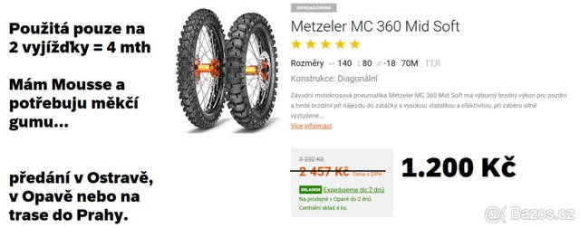 Pneu Metzeler MC 360 Mid Soft 140-80-18