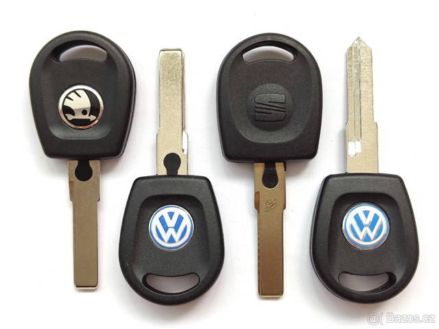 Klíč Škoda Volkswagen Audi Seat HU66 ID48 Klíč + 2x logo =