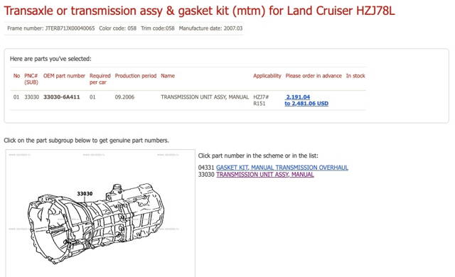 33030-6A411 převodovka Toyota Land Cruiser HZJ 78