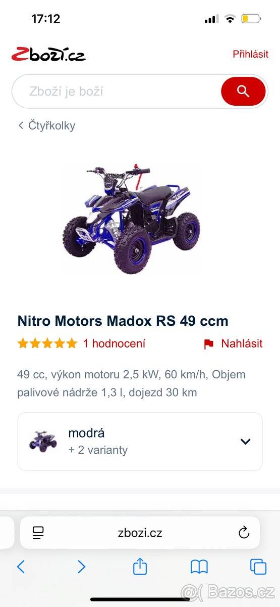 Dětská čtyřkolka 49ccm