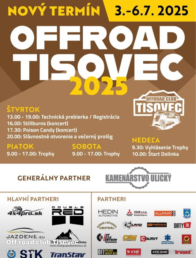 Registrácia offroad Tisovec 2025