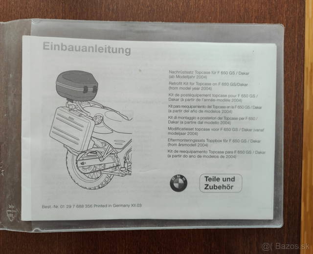 BMW GS 650 návody a papiere
