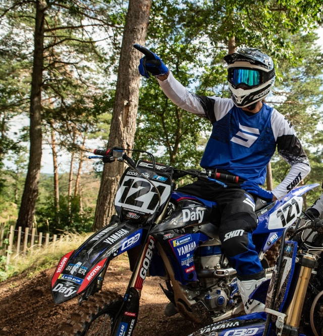 shot modrý set dres nohavice - motocross enduro