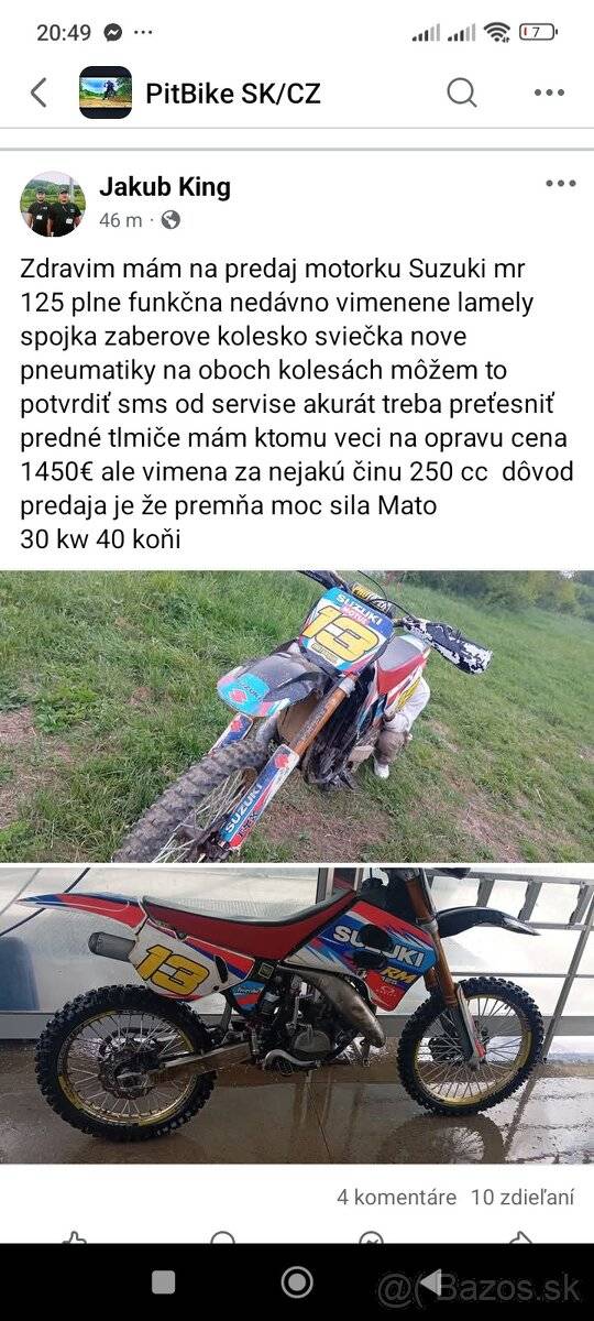 Mám na predaj motorku Suzuki mr 125