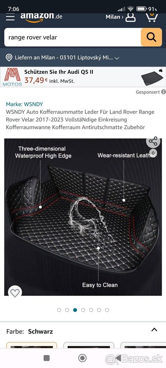 Predam ochranny potah kufra na Land Rover Velar