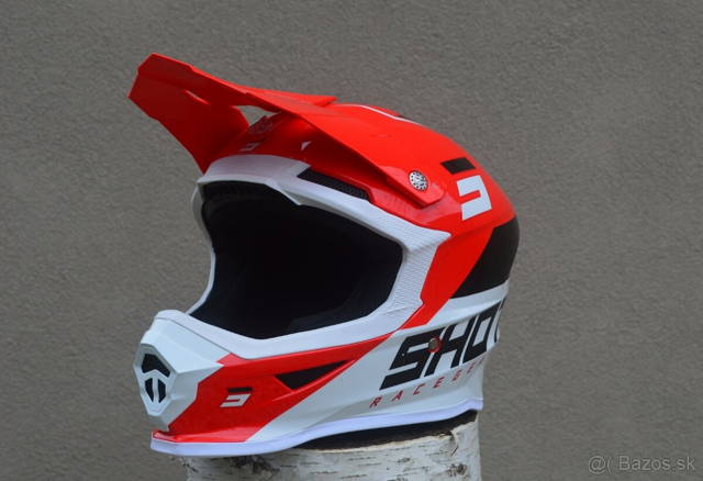 MX enduro helma prilba okuliare červené shot
